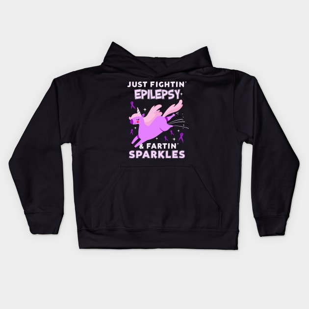 epilepsy funny unicorn farting sparkles Kids Hoodie by TeesCircle